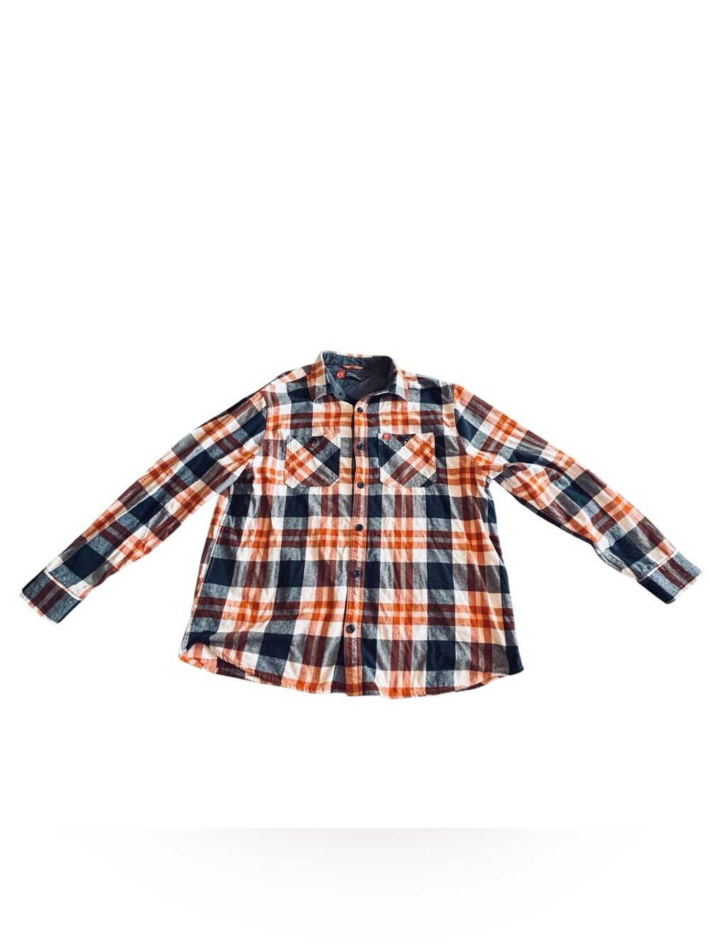 American outdoorsman Orange Plaid Long-Sleeve Button Shirt